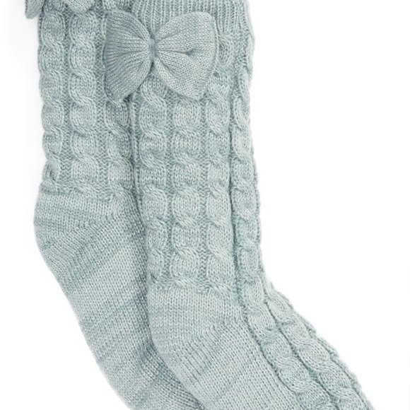 NWT UGG WOMEN'S GIRLS FLEECE LINED SPARKLE BOW SOCKS BLUE - Picture 6 of 6